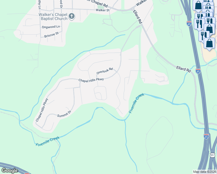map of restaurants, bars, coffee shops, grocery stores, and more near 512 Enclave Circle in Fultondale