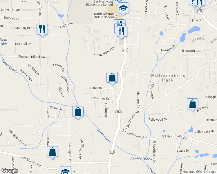 map of restaurants, bars, coffee shops, grocery stores, and more near 1809 Roble Drive in Atlanta