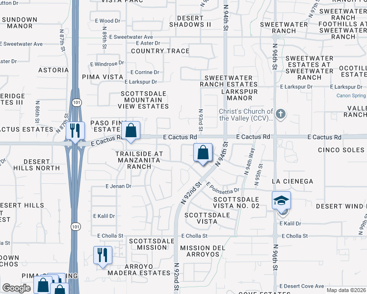 map of restaurants, bars, coffee shops, grocery stores, and more near 9206 East Laurel Lane in Scottsdale
