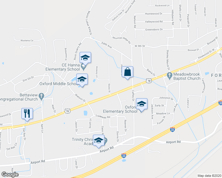 map of restaurants, bars, coffee shops, grocery stores, and more near 48 Stone Street in Oxford