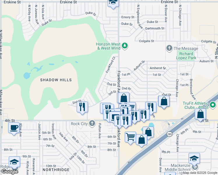 map of restaurants, bars, coffee shops, grocery stores, and more near 205 Fulton Avenue in Lubbock