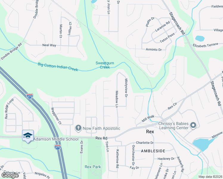 map of restaurants, bars, coffee shops, grocery stores, and more near 3546 Stonefield Court in Rex