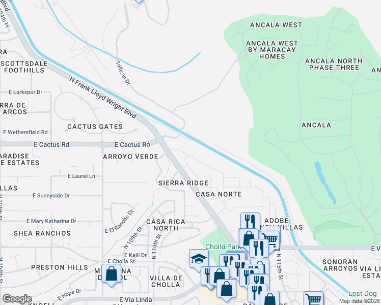 map of restaurants, bars, coffee shops, grocery stores, and more near 11120 East Laurel Lane in Scottsdale