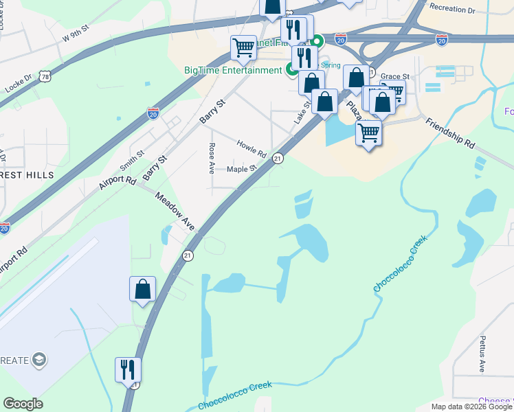 map of restaurants, bars, coffee shops, grocery stores, and more near 24 Hickory Street in Oxford