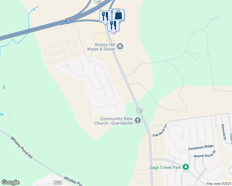 map of restaurants, bars, coffee shops, grocery stores, and more near 247 Quick Silver Court in Graniteville