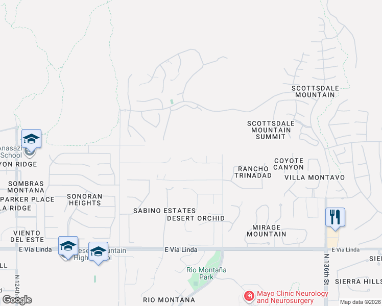 map of restaurants, bars, coffee shops, grocery stores, and more near 13046 East Cibola Road in Scottsdale