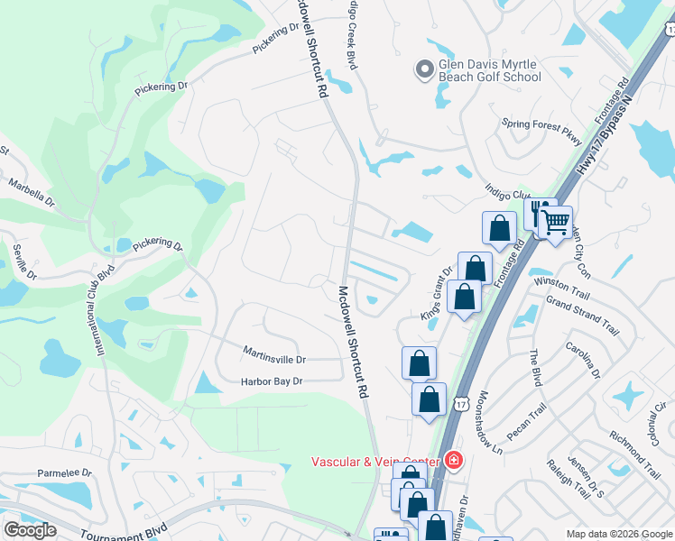 map of restaurants, bars, coffee shops, grocery stores, and more near 608 Cherry Blossom Drive in Murrells Inlet