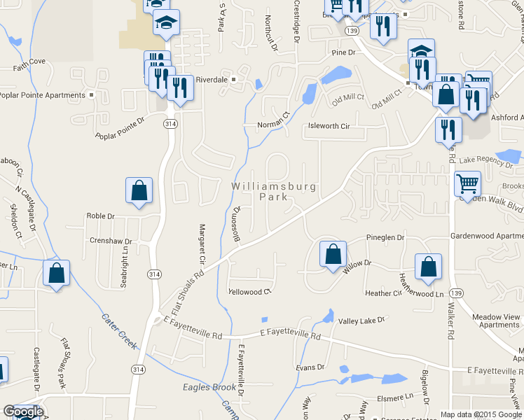 map of restaurants, bars, coffee shops, grocery stores, and more near 5790 Broadleaf Way in Atlanta