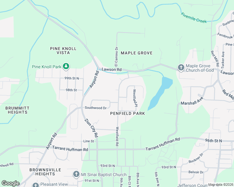map of restaurants, bars, coffee shops, grocery stores, and more near 9821 Westfield Road in Birmingham