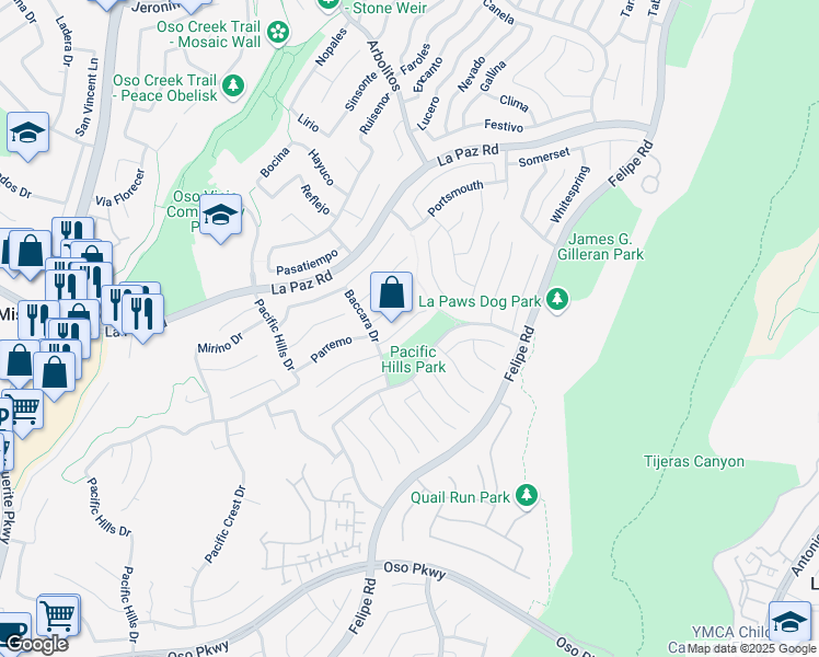 map of restaurants, bars, coffee shops, grocery stores, and more near 3 Covington in Mission Viejo