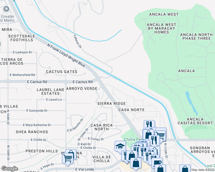 map of restaurants, bars, coffee shops, grocery stores, and more near 11065 East Laurel Lane in Scottsdale