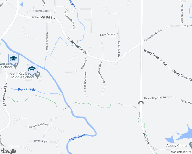 map of restaurants, bars, coffee shops, grocery stores, and more near 3170 Buck Branch Road Southwest in Conyers