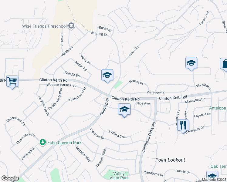 map of restaurants, bars, coffee shops, grocery stores, and more near 23638 Sonata Drive in Murrieta