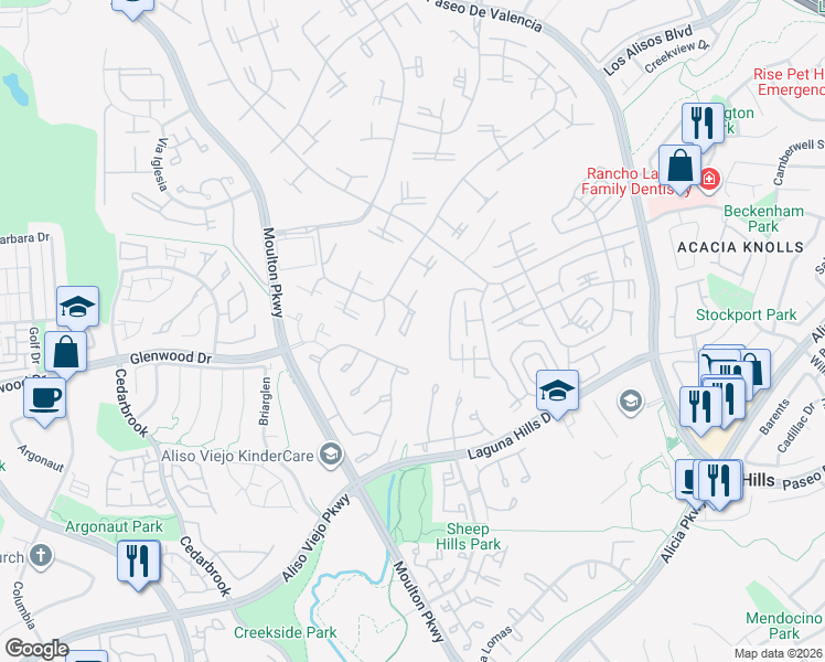 map of restaurants, bars, coffee shops, grocery stores, and more near 930 Avenida Majorca in Laguna Hills