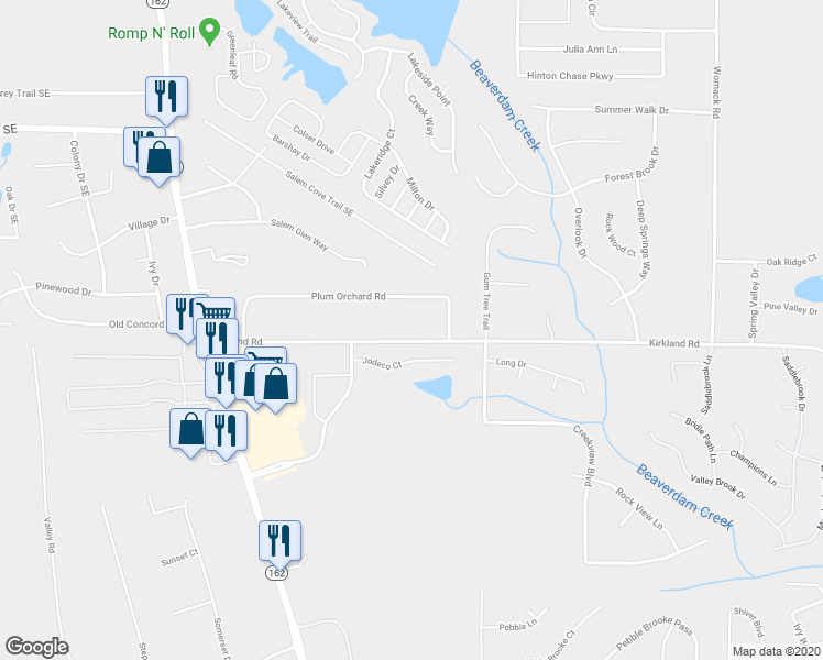 map of restaurants, bars, coffee shops, grocery stores, and more near 1702 Kirkland Road in Covington