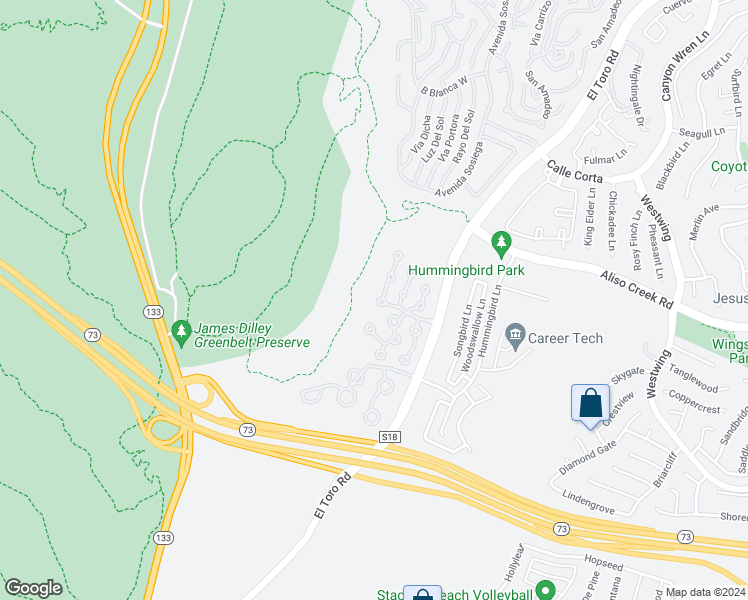 map of restaurants, bars, coffee shops, grocery stores, and more near 18 La Costa Court in Laguna Beach