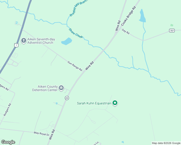 map of restaurants, bars, coffee shops, grocery stores, and more near 522 Wire Road in Aiken