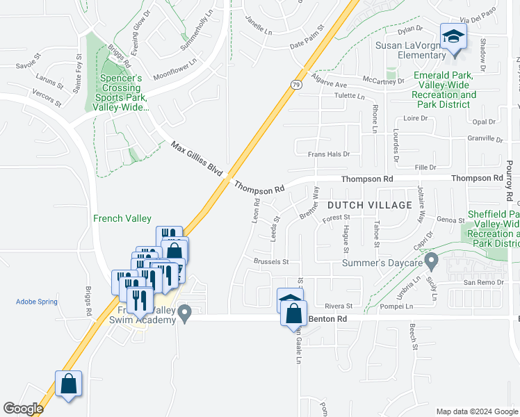 map of restaurants, bars, coffee shops, grocery stores, and more near 31051 Stirling Court in Winchester