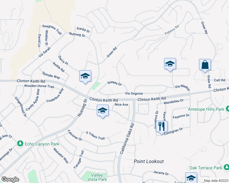 map of restaurants, bars, coffee shops, grocery stores, and more near 36038 Ravello Court in Murrieta