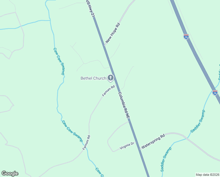 map of restaurants, bars, coffee shops, grocery stores, and more near 5261 Columbia Road Northeast in Orangeburg