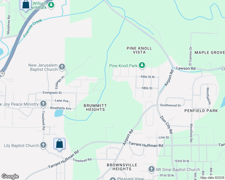 map of restaurants, bars, coffee shops, grocery stores, and more near 9700 Bates Avenue in Birmingham