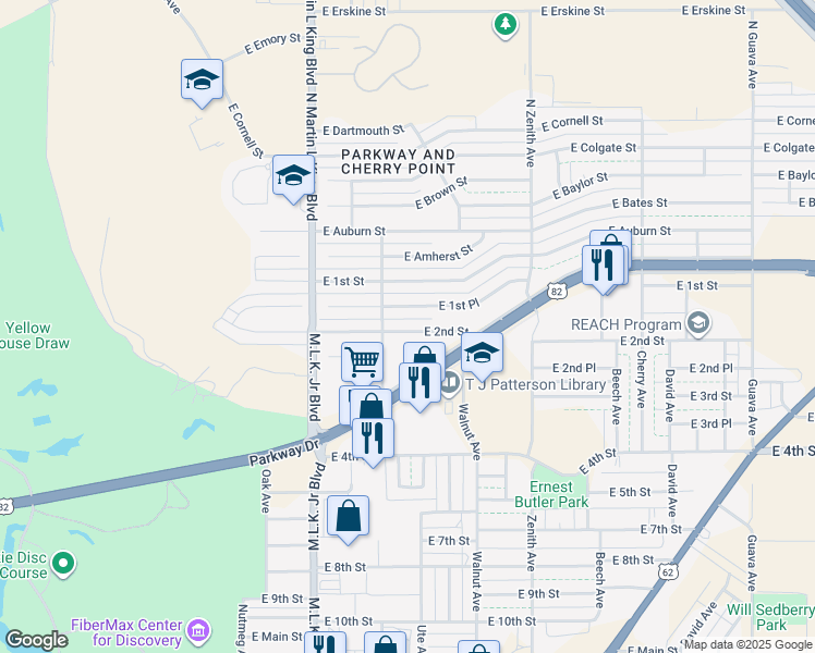 map of restaurants, bars, coffee shops, grocery stores, and more near 1818 East 1st Place in Lubbock