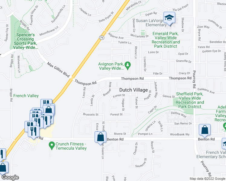 map of restaurants, bars, coffee shops, grocery stores, and more near 36069 Dresden Court in Winchester