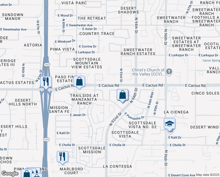 map of restaurants, bars, coffee shops, grocery stores, and more near 9206 East Laurel Lane in Scottsdale