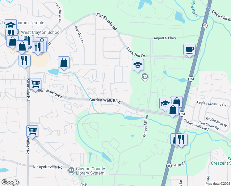 map of restaurants, bars, coffee shops, grocery stores, and more near 845 Boston Common in Atlanta