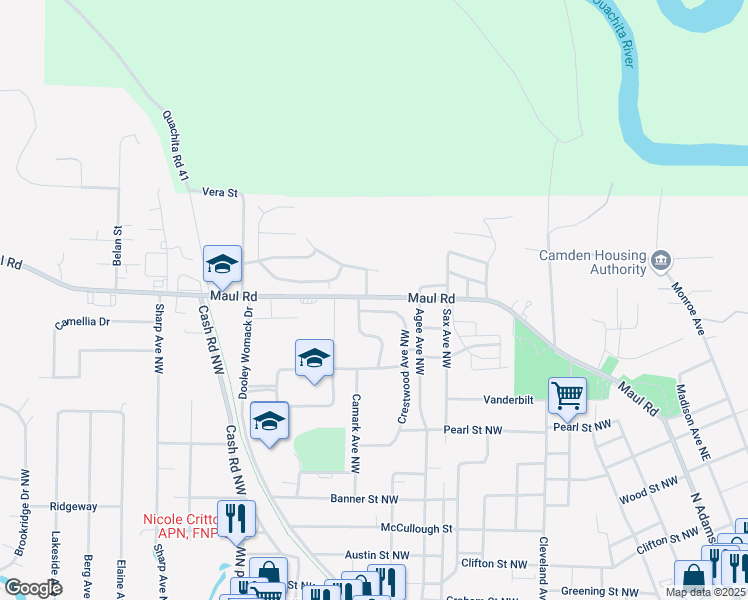 map of restaurants, bars, coffee shops, grocery stores, and more near 953 Maul Road Northwest in Camden