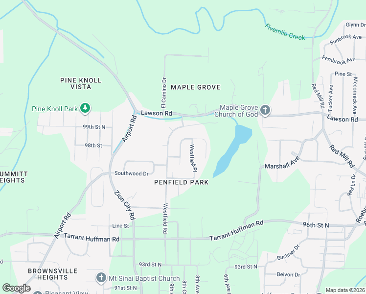 map of restaurants, bars, coffee shops, grocery stores, and more near 9821 Westfield Court in Birmingham