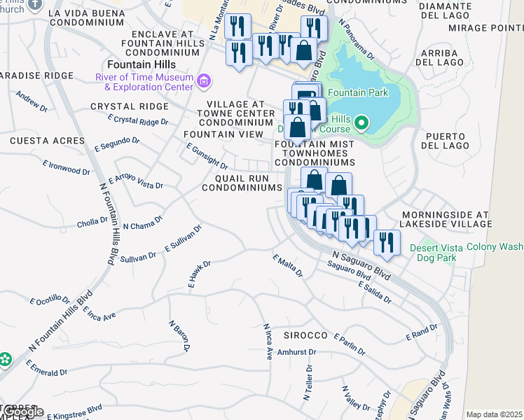 map of restaurants, bars, coffee shops, grocery stores, and more near 12058 North Lamont Drive in Fountain Hills