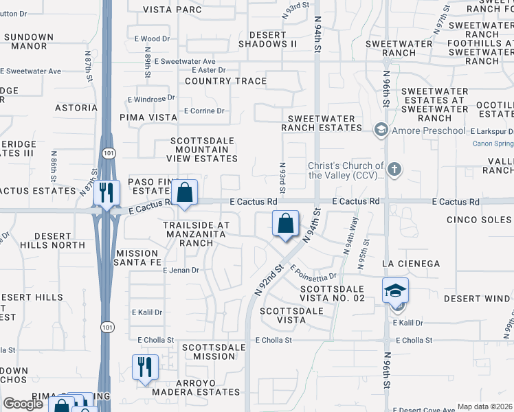 map of restaurants, bars, coffee shops, grocery stores, and more near 9206 East Laurel Lane in Scottsdale