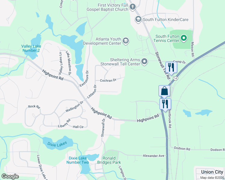map of restaurants, bars, coffee shops, grocery stores, and more near 6210 Tucker Lane in Union City
