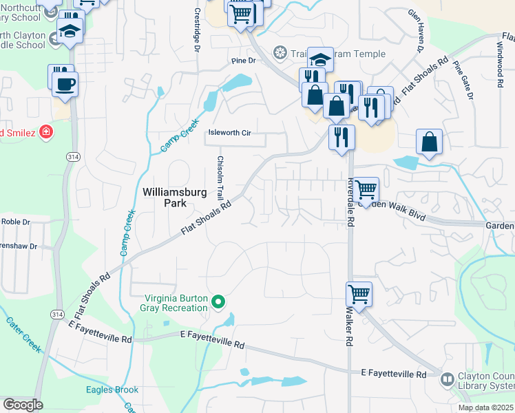 map of restaurants, bars, coffee shops, grocery stores, and more near 5806 Highgrove Drive in Atlanta