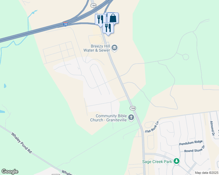 map of restaurants, bars, coffee shops, grocery stores, and more near 247 Quick Silver Ct in Graniteville