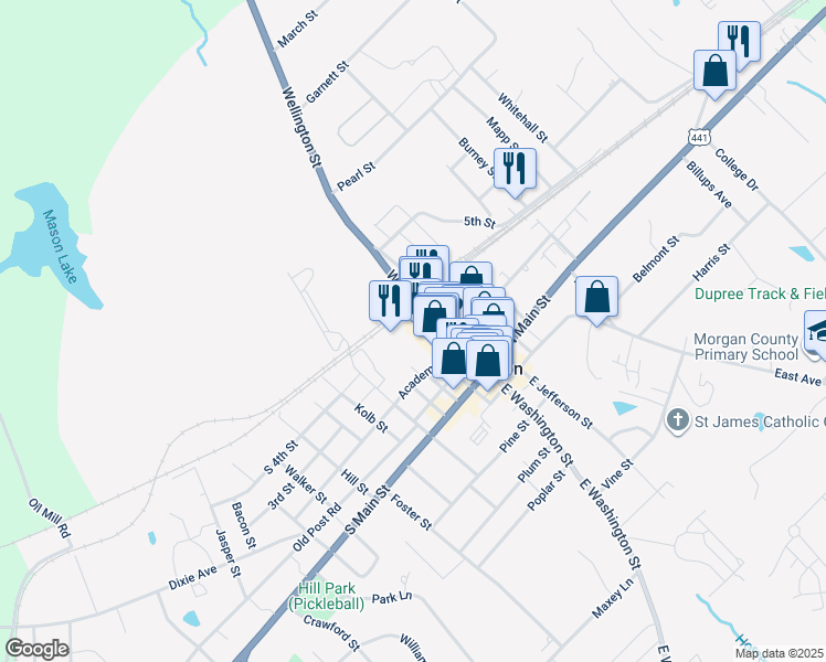 map of restaurants, bars, coffee shops, grocery stores, and more near 220 West Washington Street in Madison
