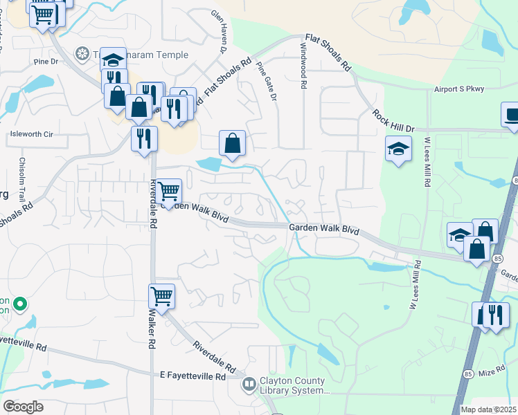 map of restaurants, bars, coffee shops, grocery stores, and more near 1514 Brookstone Ridge in Atlanta