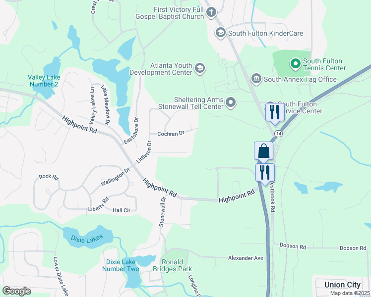 map of restaurants, bars, coffee shops, grocery stores, and more near 6210 Tucker Lane in Union City