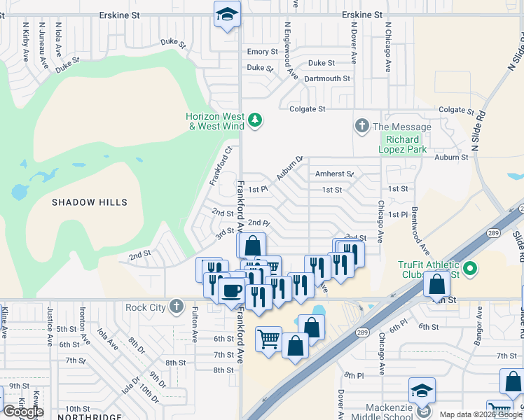 map of restaurants, bars, coffee shops, grocery stores, and more near 5729 2nd Street in Lubbock