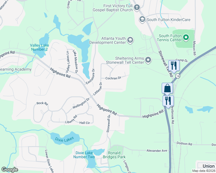 map of restaurants, bars, coffee shops, grocery stores, and more near 6160 Tucker Lane in Union City