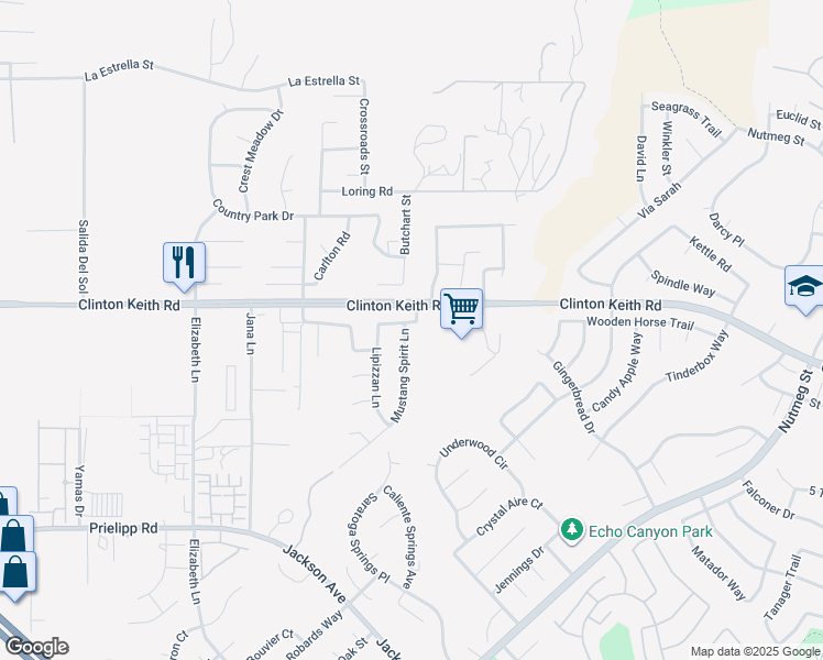 map of restaurants, bars, coffee shops, grocery stores, and more near 36026 Mustang Spirit Lane in Wildomar