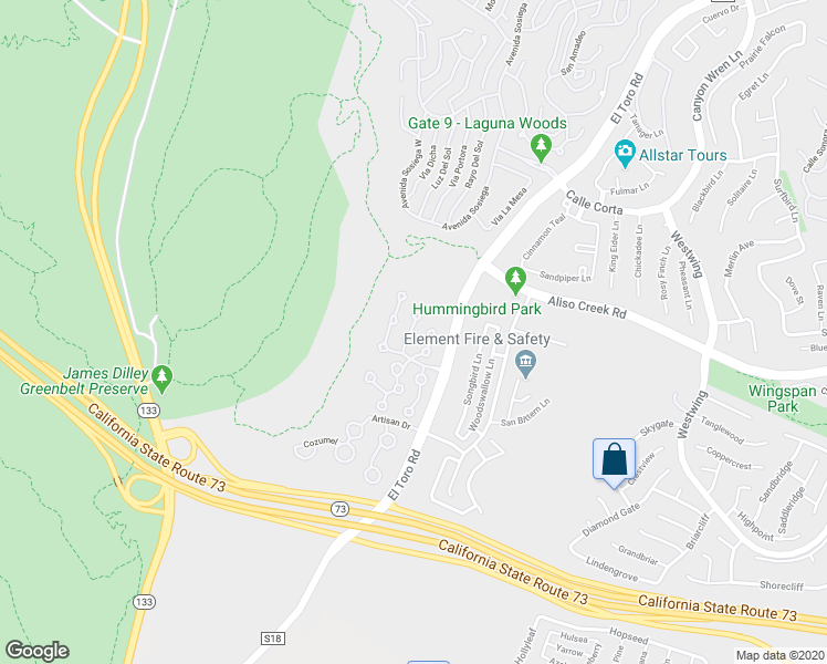 map of restaurants, bars, coffee shops, grocery stores, and more near 15 Encinitas Court in Laguna Beach