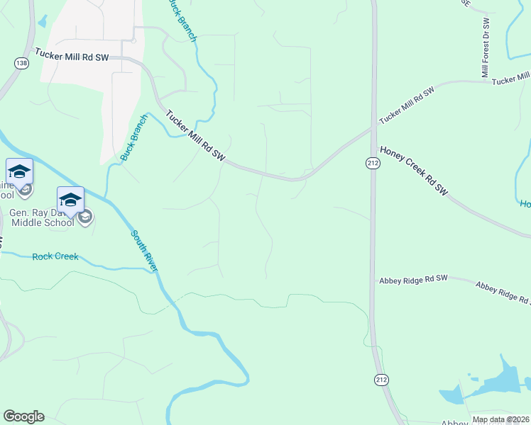 map of restaurants, bars, coffee shops, grocery stores, and more near 3181 Buck Branch Road Southwest in Conyers