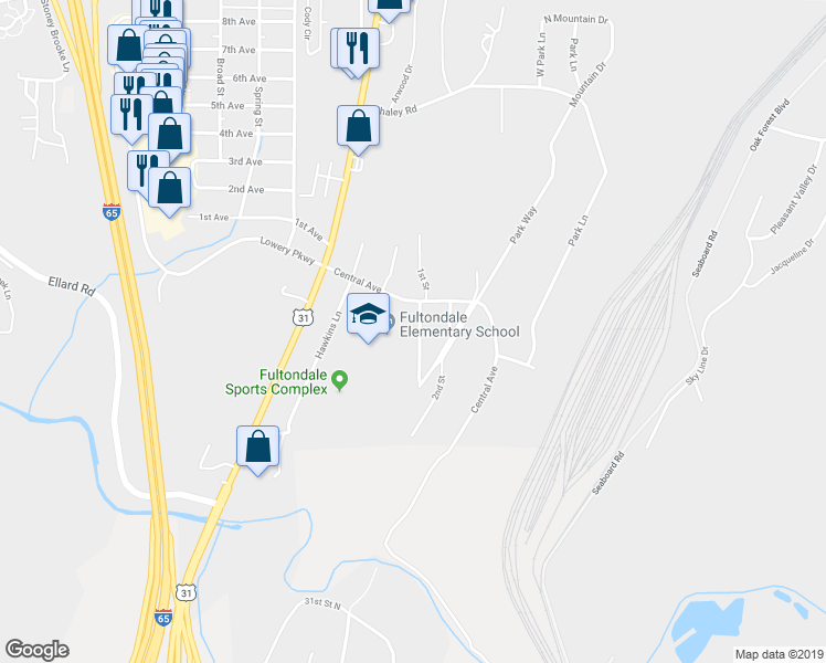map of restaurants, bars, coffee shops, grocery stores, and more near 524 1st St in Fultondale