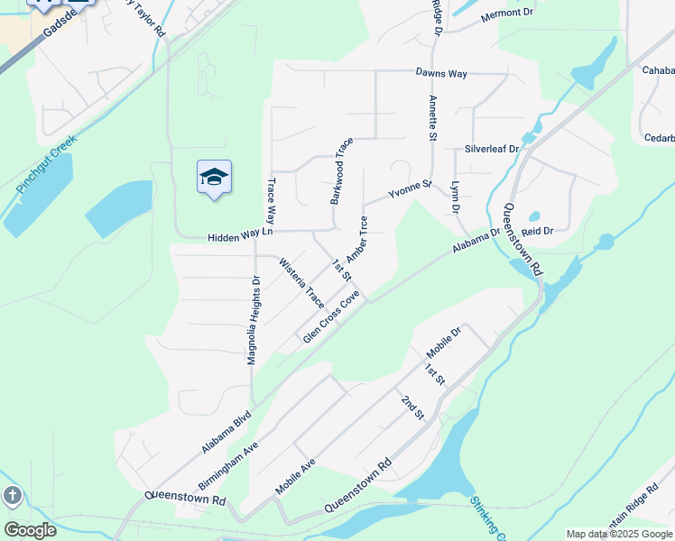 map of restaurants, bars, coffee shops, grocery stores, and more near 165 Glen Cross Drive in Trussville