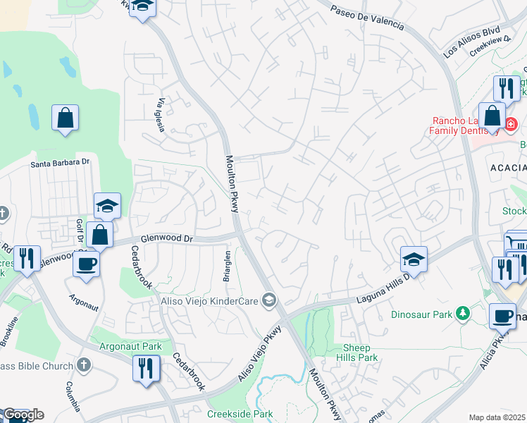 map of restaurants, bars, coffee shops, grocery stores, and more near 746 Avenida Majorca in Laguna Woods