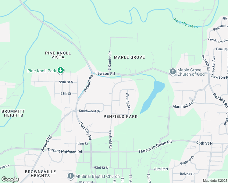 map of restaurants, bars, coffee shops, grocery stores, and more near 9821 Westfield Road in Birmingham