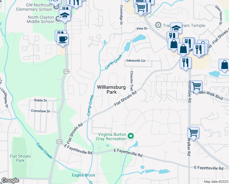 map of restaurants, bars, coffee shops, grocery stores, and more near 5849 Wedgewood Manor in Atlanta