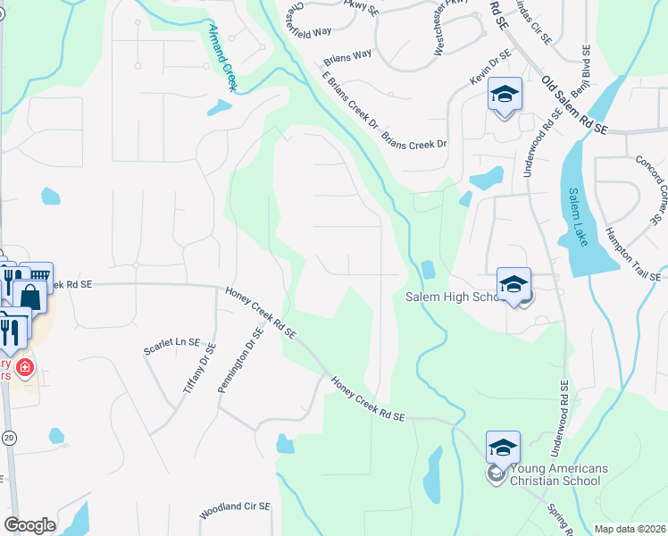 map of restaurants, bars, coffee shops, grocery stores, and more near 1406 Windy Ridge Court Southeast in Conyers